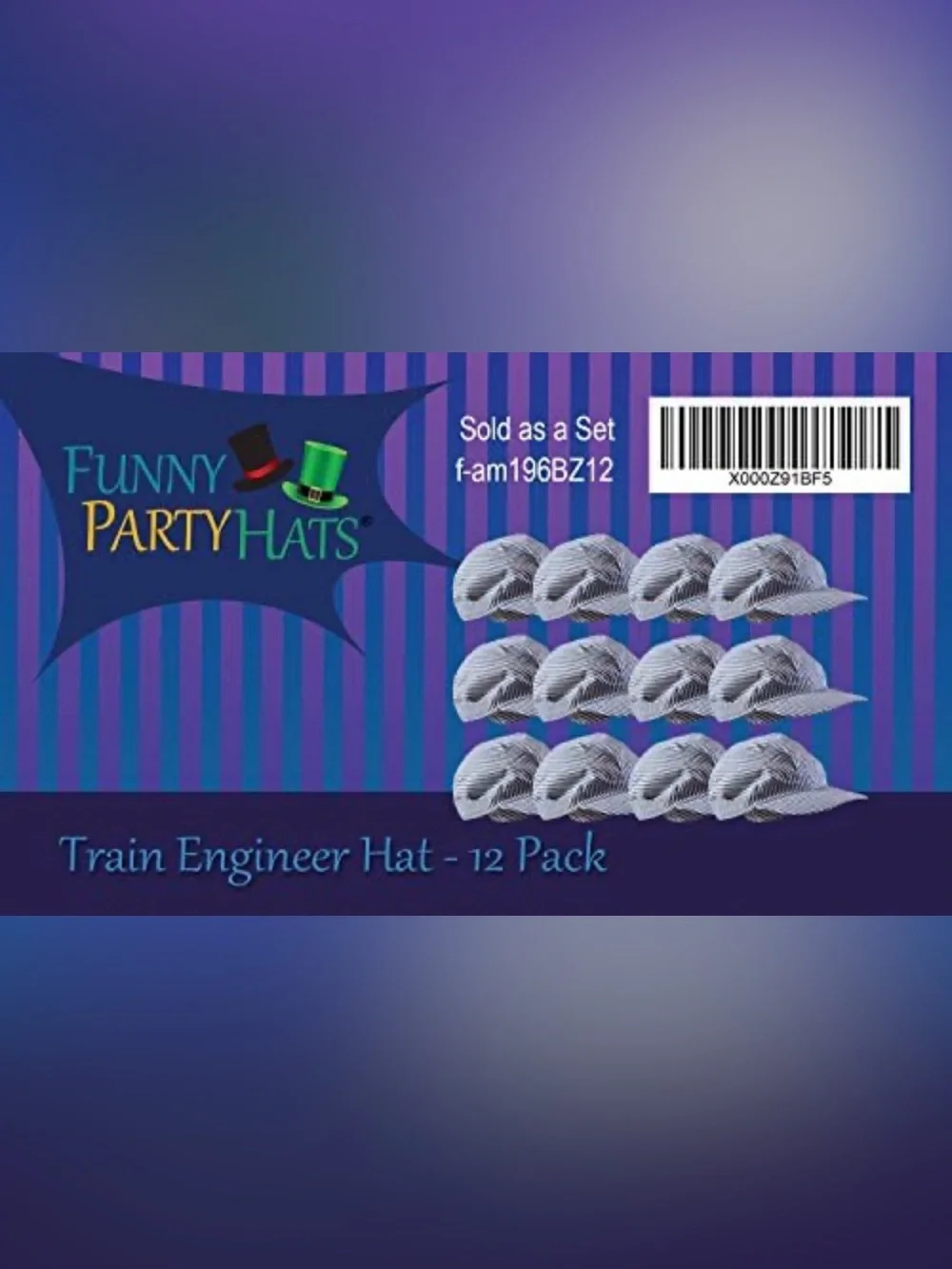 Silver Train Engineer Hats - 12 Pack